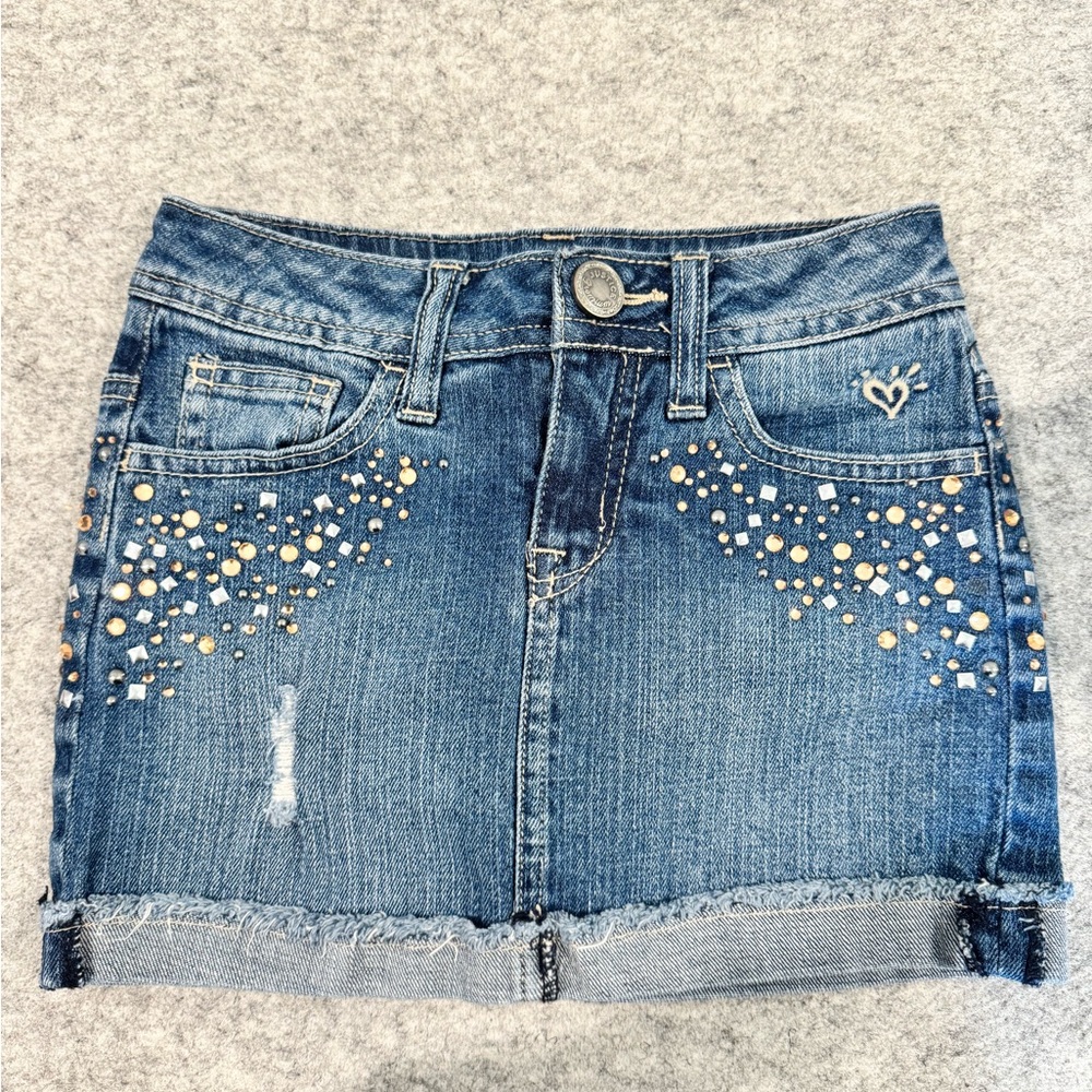 Justice Denim Skort with Gold Studs
